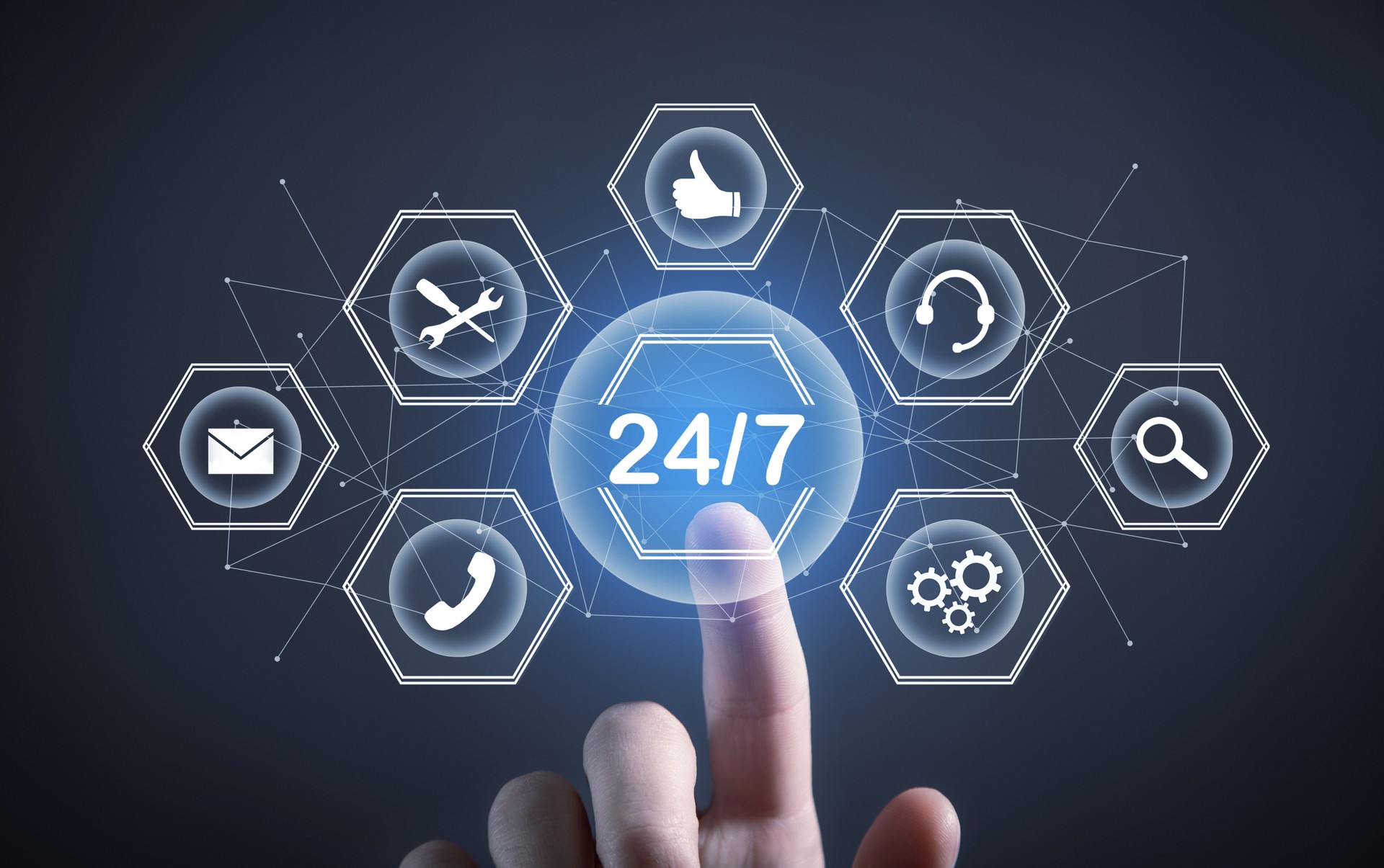 Conceito de serviço on-line 24 horas por dia.